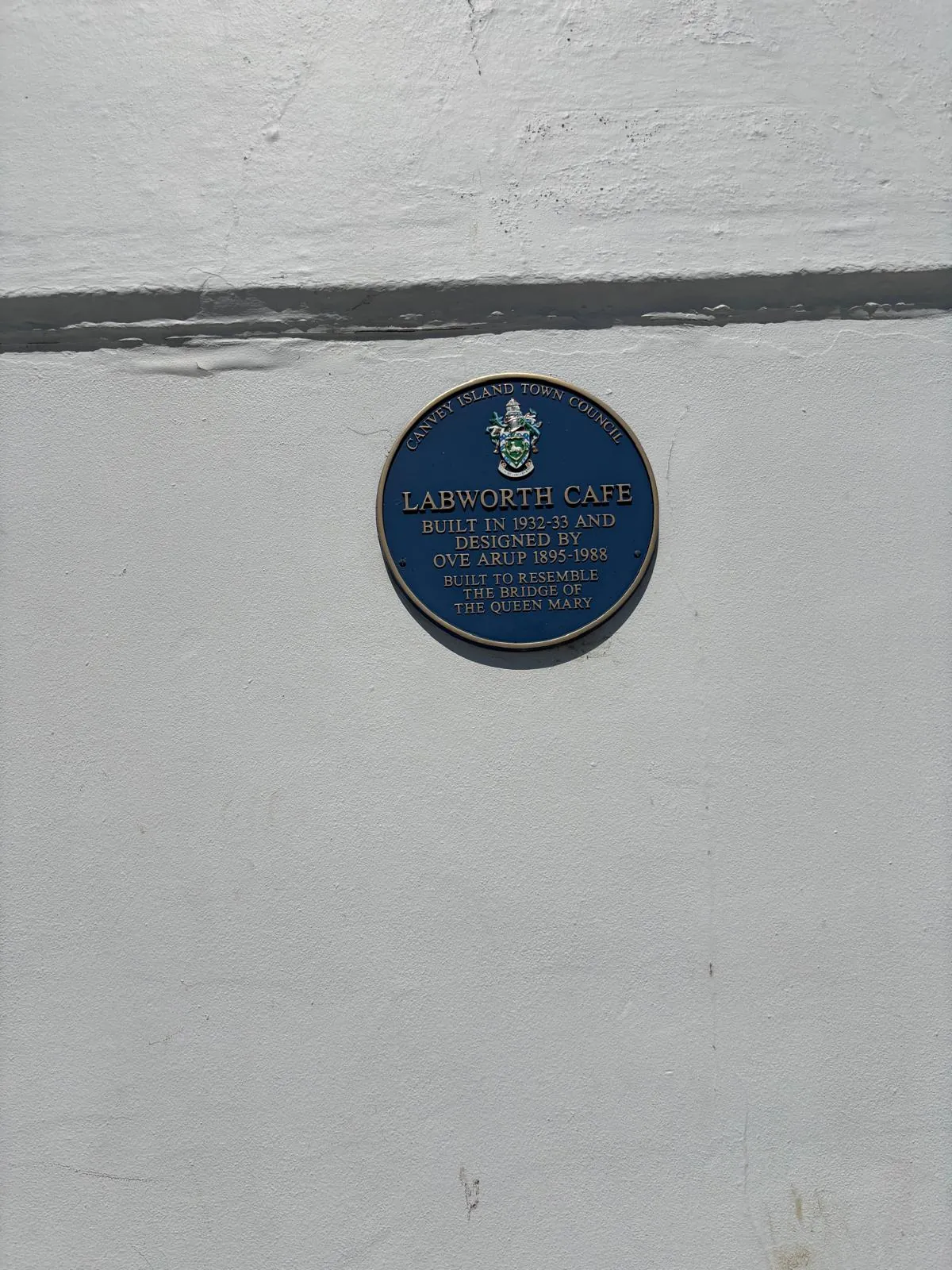 Plaque describing the history of Labworth Cafe on Canvey Island.
