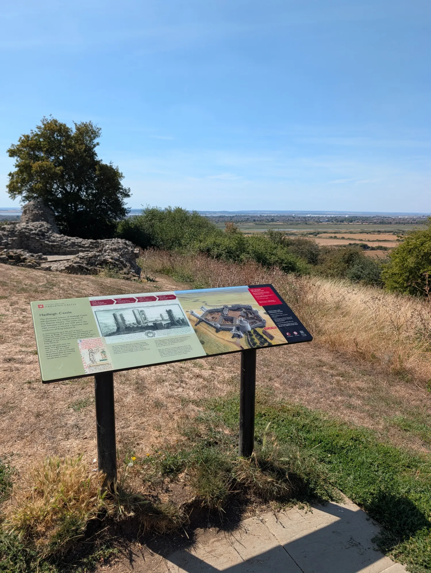 Information board overlooking the Thames Estuary at Hadleigh Castle.