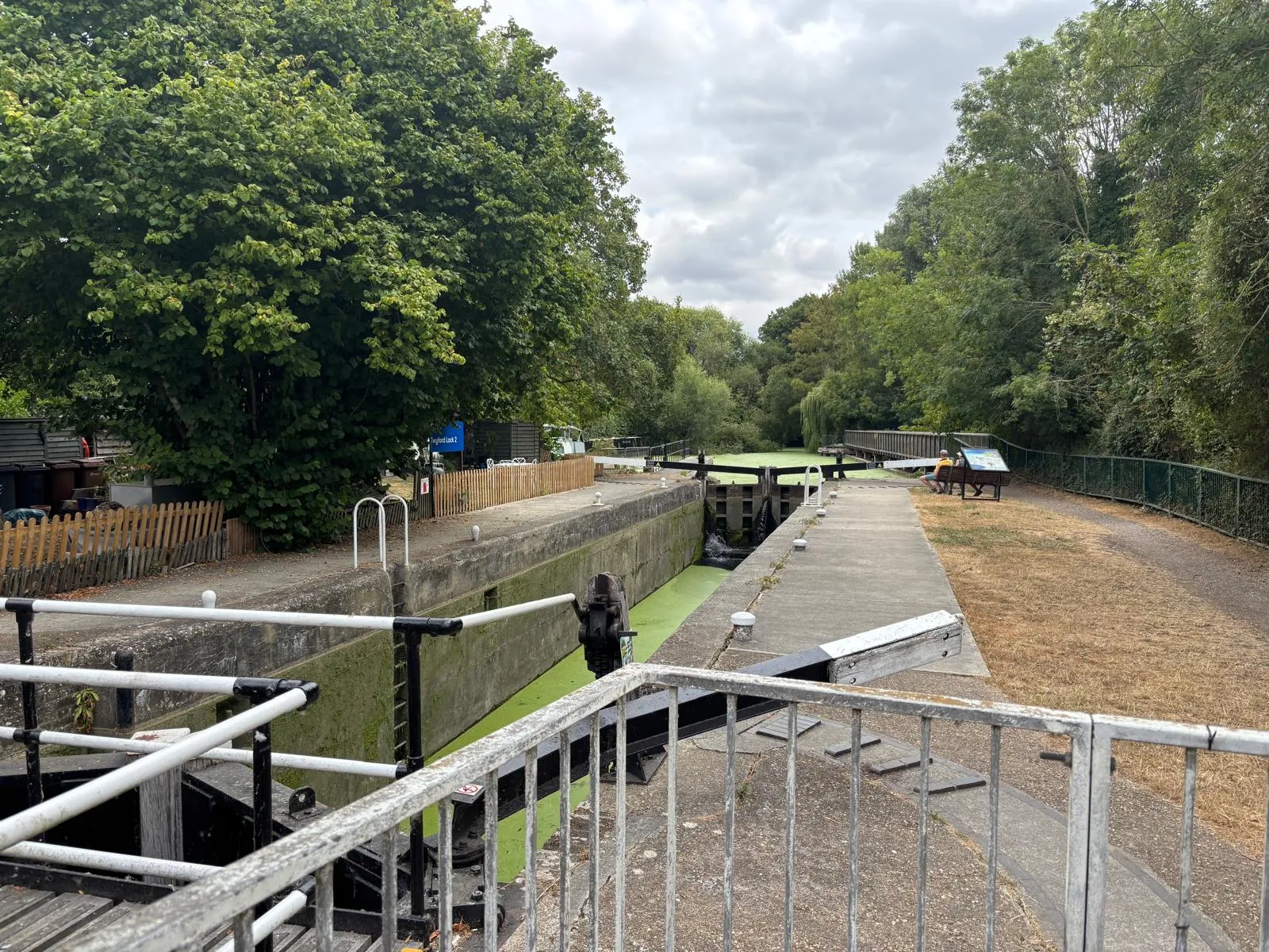 Twyford Lock and towpath on the Stort Navigation.