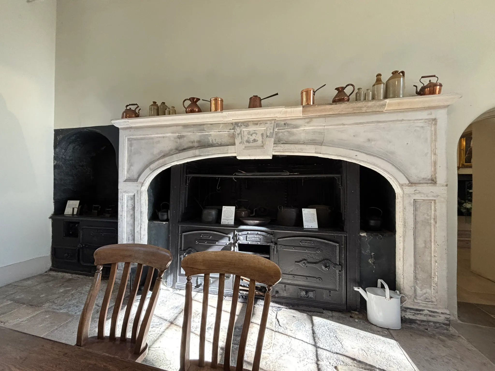 Historic kitchen range and fireplace inside Valentines Mansion.